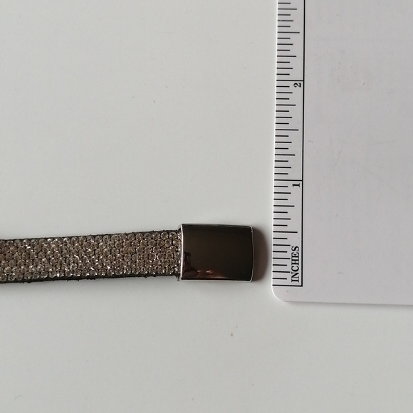 Crystal Pavé Black Flannelette Wrap Bracelet with Silver Magnetic Clasp - Picture 9 of 9